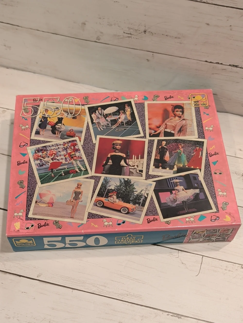 Barbie Vintage Collage 550-Piece Puzzle - Pink & Blue